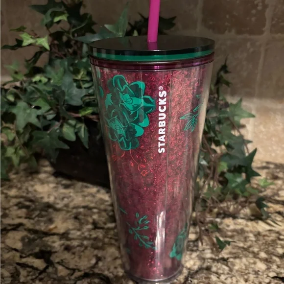 Starbucks Christmas Holiday
2022 Flowers Glitter 24 oz Cold
Cup Tumbler - Picture 2 of 4